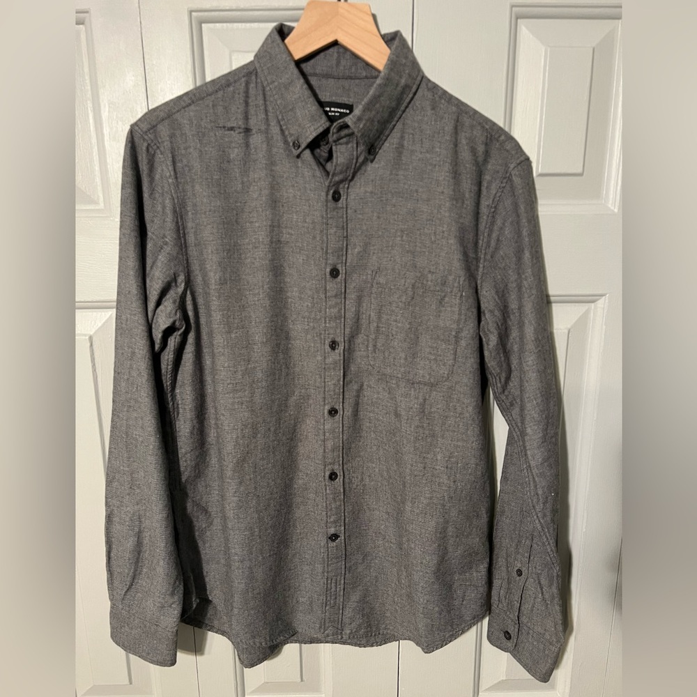 Club Monaco Men’s size Small Slim Fit Textured Grey Button-Up